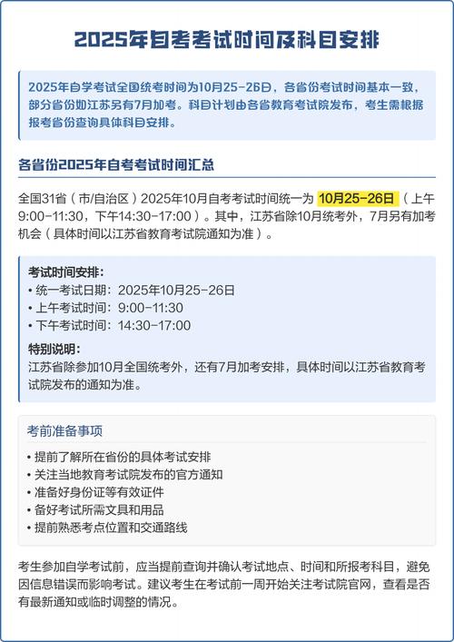 2025自考科目时间表(2025自考科目时间表贵州)